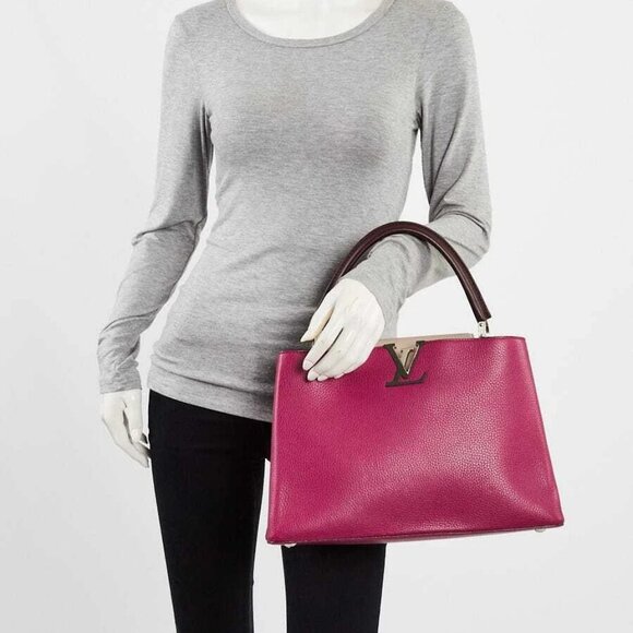 Louis Vuitton Galet/Violet Taurillon Leather Capucines MM Bag - Picture 2 of 12